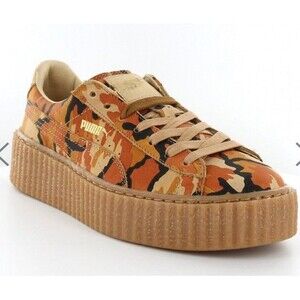 PUMA Fenty By Rihanna Creeper  Orange Camo Sneakers  Shoes 362341-01 Sz 8 Women